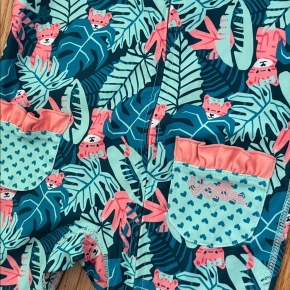 UV SKINZ BABY GIRL ONE PIECE LONG SLEEVE BATHING SUIT SUN AND SWIM 2T TIGER - Picture 2 of 5